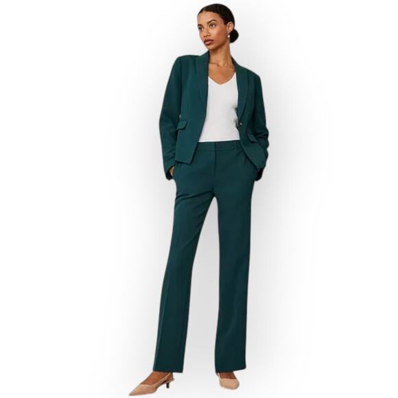 Sz8 AnnTaylor TheShorter OneButton Blazer SlateGreen FluidCrepe Suitwear RTO - Picture 7 of 15